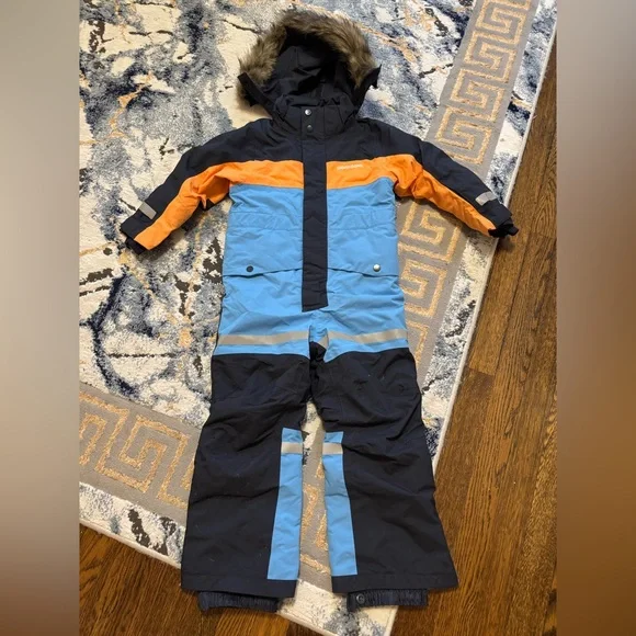 Didriksons skisuit overall blue orange boy 110